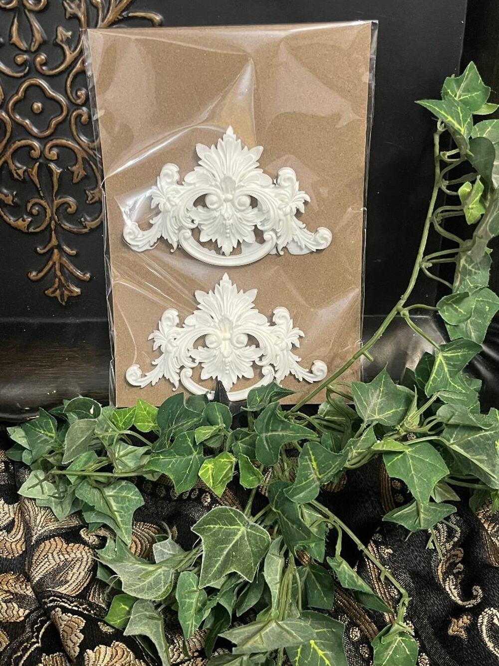 Copied - DIY Baroque Scroll & Leaf Resin Onlays (2-Pack) | Raw Craft Appliques